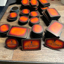 UV printed air brushed leatherette patch with raised stitching